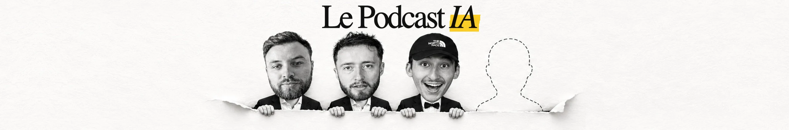 Les trois animateurs du podcast IA, avec une place libre pour le prochain invité
